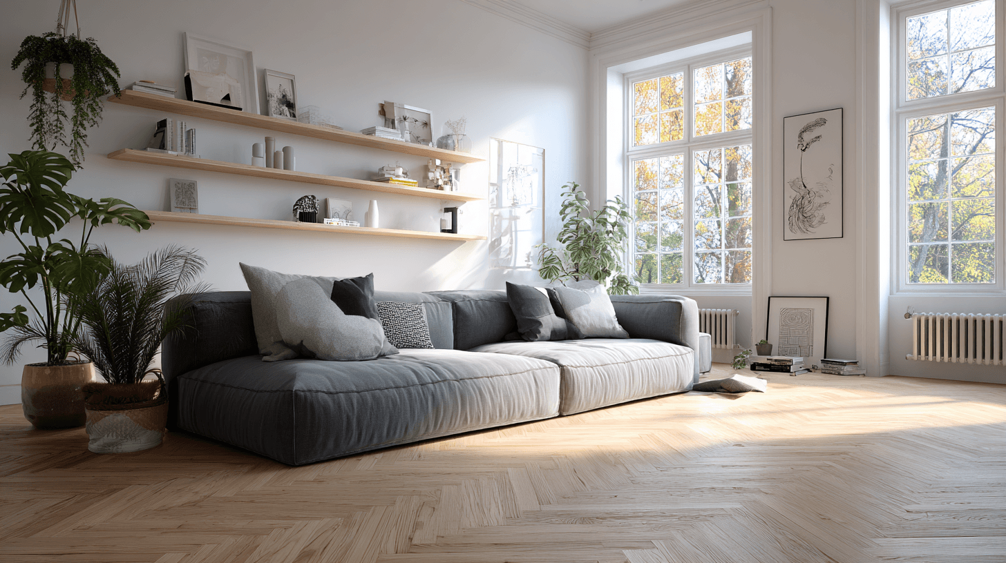 Скандинавский интерьер гостиной сгенерирован в Midjourney 2