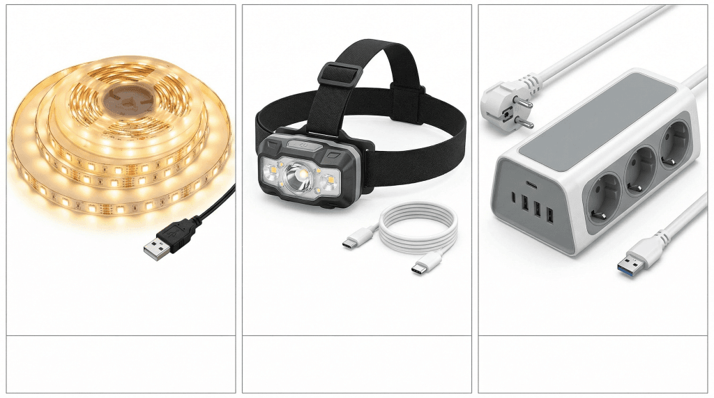 Гаджети для освітлення та електрики з AliExpress до 10 доларів — LED стрічка, налобний ліхтарик та USB розетка