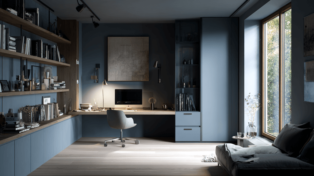 Современный минималистичный кабинет в холодных тонах 3
