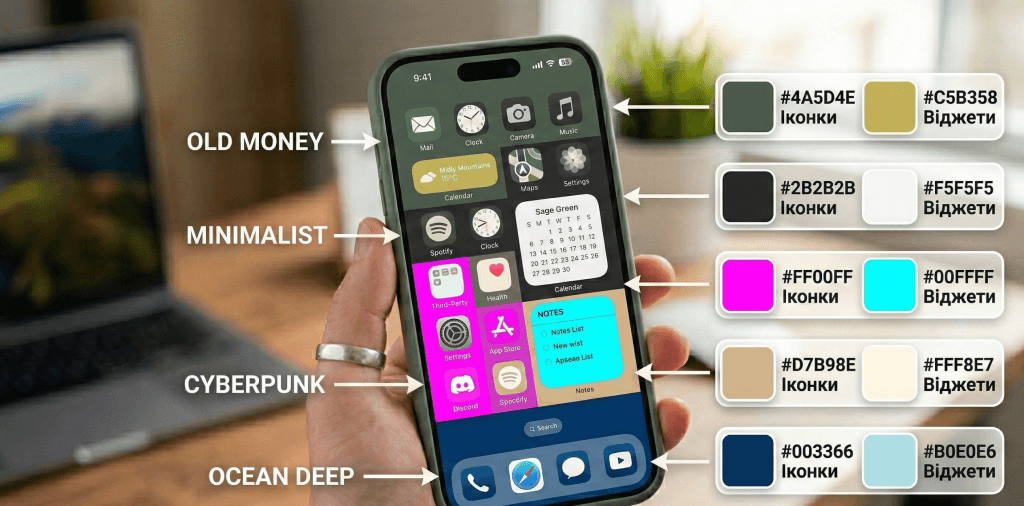 естетичні HEX-коди для iOS 18