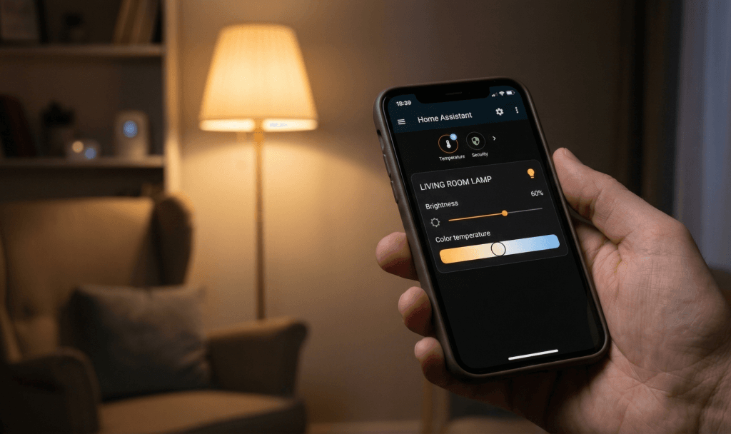 Керування яскравістю і колірною температурою розумної лампи через додаток Home Assistant