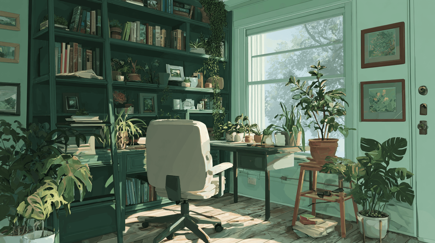 спокойные оттенки для оформления зоны кабинета 2