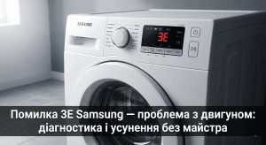 помилка 3E Samsung пральна машина що означає — дисплей показує 3E барабан не крутиться двигун