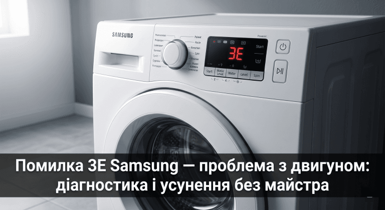 помилка 3E Samsung пральна машина що означає — дисплей показує 3E барабан не крутиться двигун