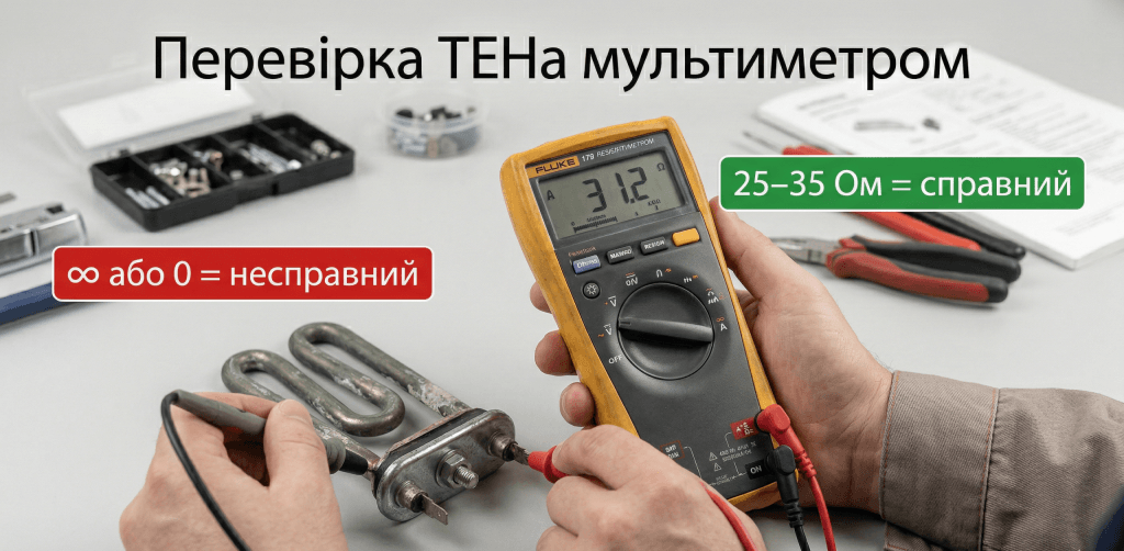 как проверить ТЭН стиральной машины Indesit мультиметром - измерение сопротивления норма 25-35 Ом