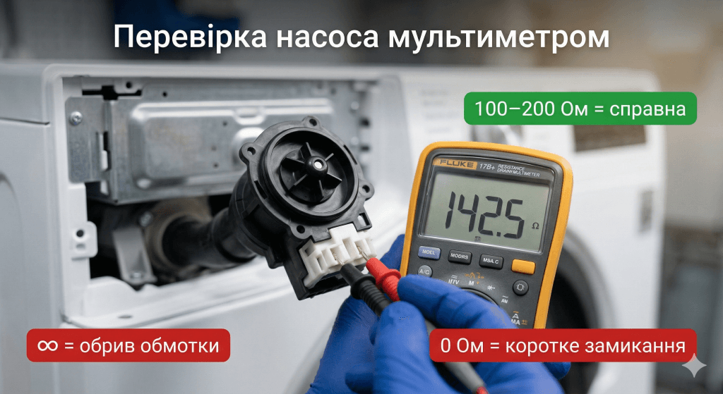 як перевірити насос пральної машини Indesit мультиметром — вимірювання опору помпи норма результати