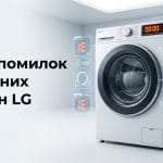 Подробная расшифровка кодов ошибок стиральной машины LG на фоне цифрового дисплея.