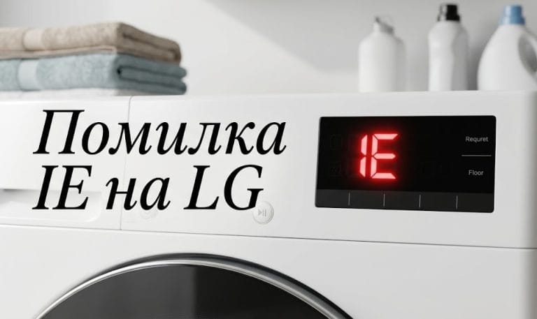 Цифровой дисплей стиральной машины LG с кодом ошибки IE (1E), которая означает проблему с набором воды.