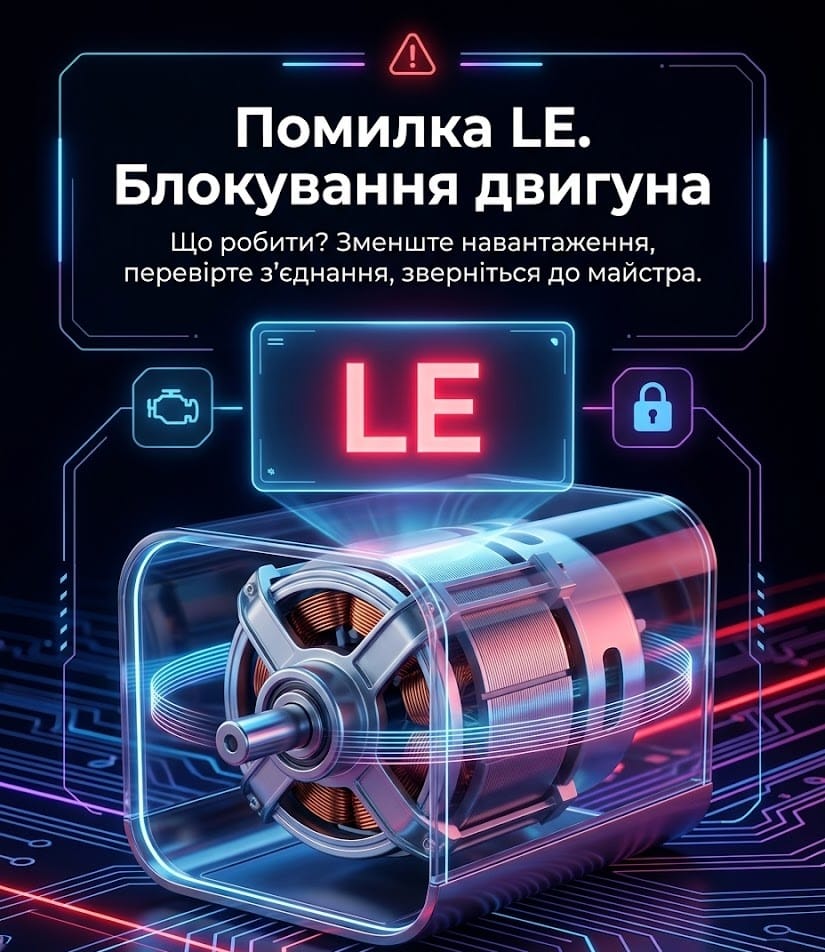 Блокировка двигателя прямого привода, когда стиральная машина LG выдает ошибку LE.