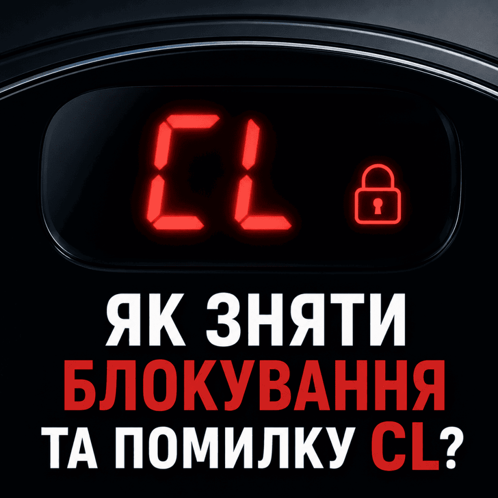 Близький план спеціальних символів равлика, праски та тазика на електронному табло пральної машини з контрастним написом.