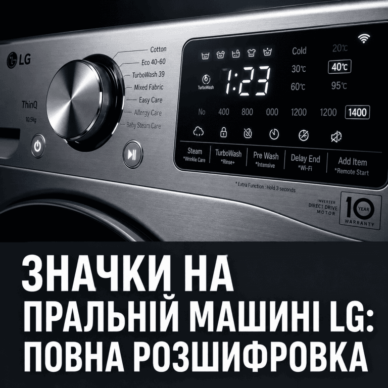 Що означають значки на пральній машині LG: повна розшифровка символів та режимів