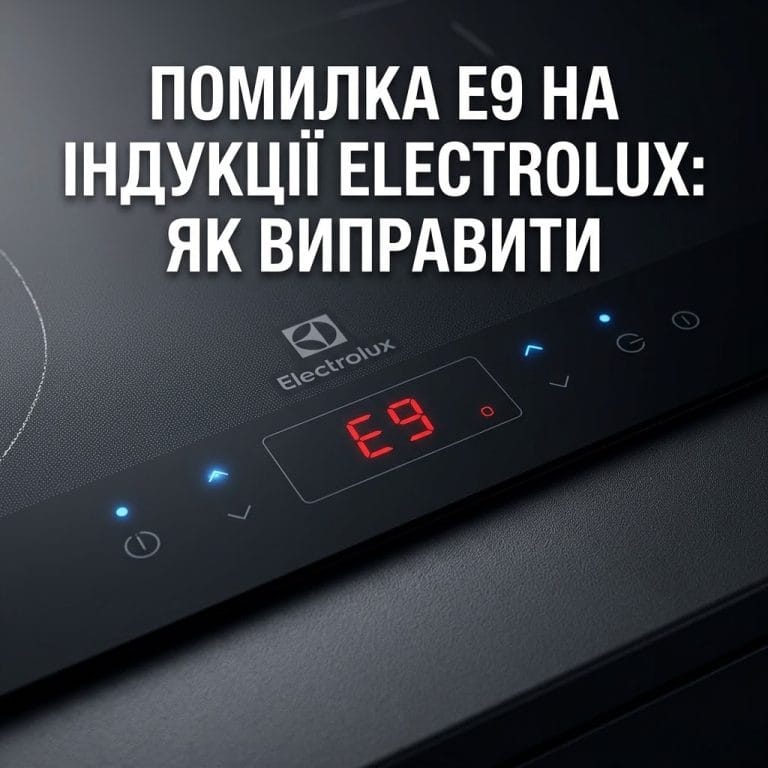 Індукційна плита Electrolux із помилкою E9 на сенсорному дисплеї та заголовок як усунути збій